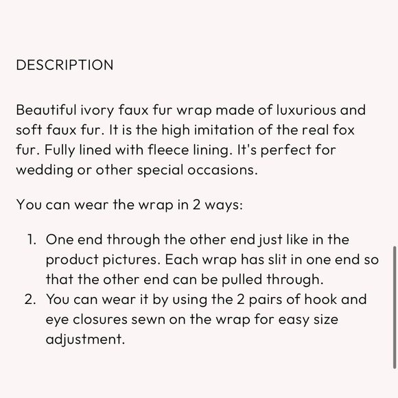 Tulip Bridal White Faux Fur Stole - Picture 8 of 9